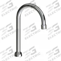 CHICAGO FAUCETS Spout: Spout, Gooseneck, Swivel Spout, Brass, Polished Chrome, Laminar, UNEF (MPN GN2BJKCTF). Key specifications — Includes: Mounting Hardware; Product Type: Spout; Spout Style: Swivel; Body Material: Brass; Color/Finish: Polished Chrome; Brand: CHICAGO FAUCETS.