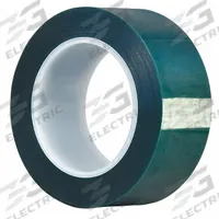 TAPECASE Film Tape: 4 in Wd, 72 yd Lg, 3.3 mil Thick, Polyester Film, Silicone, Green (MPN 15C573). Key specifications — Series: M.