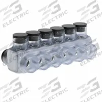 POLARIS Multitap Connector: 6 Port, Double-Sided Entry, 6 AWG – 250 kcmil Wire Size, Clear (MPN IPLD250-6CB). Key specifications — Body Material: Aluminum; Brand: POLARIS.