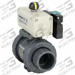 HAYWARD FLOW CONTROL Pneumatically Actuated Two-Way Ball Valve: 1 1/2 in, PVC, Double-Acting (MPN PSDTBH115STVA8). Key specifications — Brand: HAYWARD FLOW CONTROL; Pilot Solenoid Voltage: Not Included.