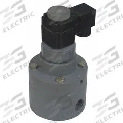 PLAST-O-MATIC Solenoid Valve: 2-Way, Normally Closed, 3/4 in Pipe Size, 120V AC, Inline Pilot, DIN (MPN PS075EPW11-120/60-PP). Key specifications — Pipe Size: 3/4 in; Voltage: 120V AC; Brand: PLAST-O-MATIC; Coil Enclosure: Dust Tight.