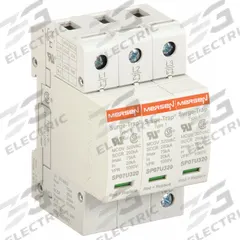 MERSEN Surge Protection Device: Three Phase, 480V AC Wye, 3 Poles, 4 Wires, L-L/L-N, 320/640 V AC (MPN STP480Y07). Key specifications — Voltage: 480V AC Wye; Number of Wires: 4 Wires; Modes of Protection: L-N; Max. Continuing Operating Voltage: 320/640 V AC; Voltage Protection Rating: 1500V (L-N); Short Circuit Current Rating: 200kA; Filtering: No; Enclosure Material: Polyethylene Terephthalate.