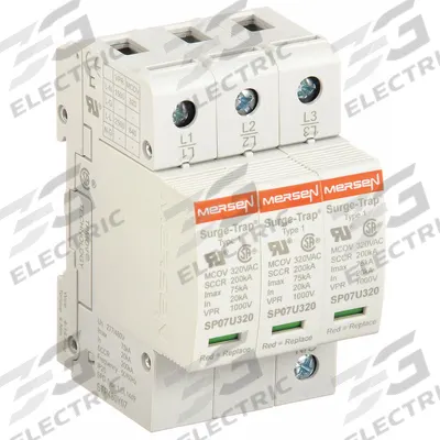 MERSEN Surge Protection Device: Three Phase, 480V AC Wye, 3 Poles, 4 Wires, L-L/L-N - DIN Rail Internal-Mount SPDs