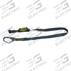 MILLER BY PIP Shock-Absorbing Lanyard: Shock Pack, Arc-Flash Rated, Steel Snap Hook, Kevlar Web Loop (MPN 933K-Z7/6FTBK). Key specifications — Brand: MILLER BY PIP; Color: Black; Visual Load Indicator: Yes; Shock-Absorbing Lanyard Material: Kevlar.