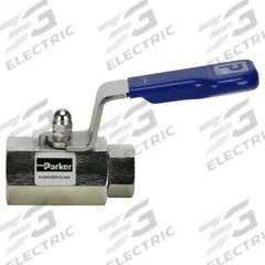 PARKER Manual Two-Way Ball Valve: 1/4 in, 316 Stainless Steel, Straight, FNPT x FNPT, Two-Piece (MPN HPBYB4FFHP). Key specifications — Brand: PARKER; Handle: Lever.