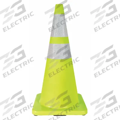 Grainger Traffic Cone with Bands: 28 in Cone Ht, Green, High-Intensity Prismatic - Traffic Cones for Non-Roadway Use