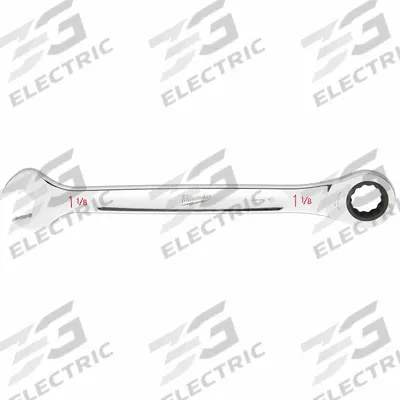 MILWAUKEE Combination Wrench: Steel, Chrome, 1 1/8 in Head Size, 15 3/8 in Overall Lg - SAE 12-Point Ratcheting Combination Wrenches