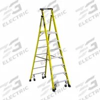 WERNER Platform Stepladder: 7 ft Ladder Size, Fiberglass, 375 lb Load Capacity, 47 lb Wt (MPN PD7307-4C). Key specifications — Brand: WERNER; Included Features: Guard Rail.