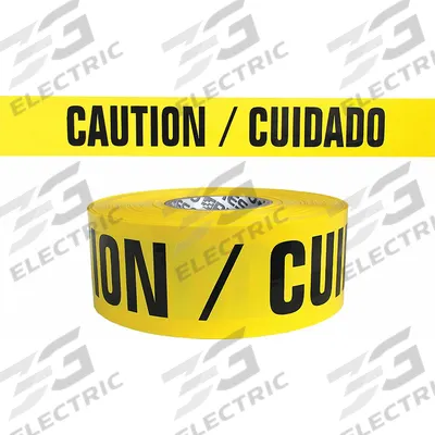 APPROVED VENDOR Barricade Tape: 300 ft Lg, 3 in Wd, Caution/Cuidado Legend - Bilingual Messaging Barrier Tape