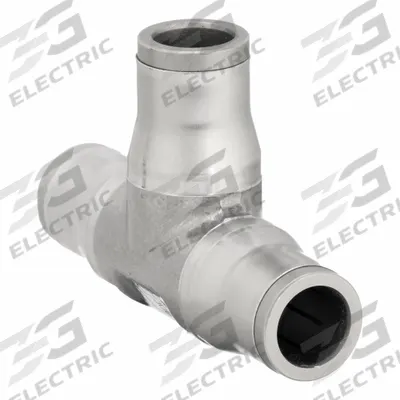 LEGRIS Push-Fit Tee Fitting: 12 mm OD x 12 mm OD x 12 mm OD Size, Stainless Steel - Stainless Steel Tube Fittings