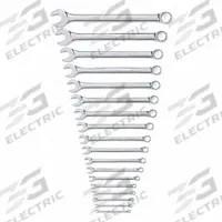 GEARWRENCH Combination Wrench Set: Alloy Steel, Full Polish Chrome, 18 Tools, Std (MPN 81917). Key specifications — attr309520: Full Polish Chrome; attr309519: Alloy Steel; attr324929: GEARWRENCH; attr309522: No; attr309533: Yes.