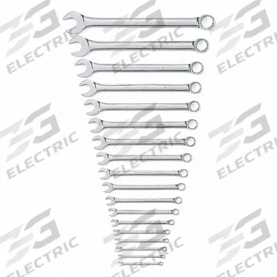 GEARWRENCH Combination Wrench Set: Alloy Steel, Full Polish Chrome, 18 Tools - SAE 12-Point Combination Wrench Sets