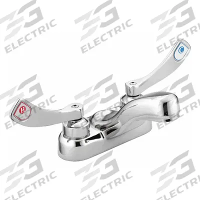MOEN Low Arc Bathroom Faucet: M-Dura, Brass, Chrome Finish, 0.5 gpm Flow Rate - Centerset Handle Bathroom Faucets