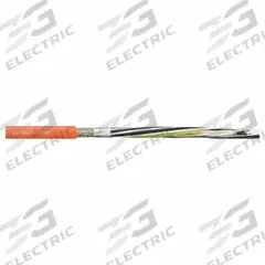 CHAINFLEX Servo Motor Cable: (4) 16 AWG (1.5)/Pr 16 AWG (1.5), Orange, PVC Jacket, 1,000 V Volt (MPN CF887-15150201). Key specifications — Conductor Grouping: (4) 16 AWG/Pair 16 AWG; Includes Ground: Yes; Overall Length: Order by the Foot; Minimum Bend Radius Factor - Fixed: 8 x OD; Minimum Bend Radius Factor - Flexible: 12 x OD; Brand: CHAINFLEX.