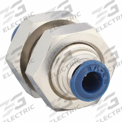 AIGNEP USA Push-Fit Union Fitting: 1/8 in OD x 1/8 in OD Size, Brass, 1 1/32 in Overall Lg - Nickel-Plated Brass Tube Fittings