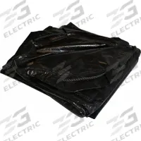 APPROVED VENDOR Tarp: 9 ft Lg, 9 ft Wd, Std Duty, 8 mil, Polyethylene, Black, 3.2 oz/sq yd (MPN 50099). Key specifications — Color: Black; Brand: APPROVED VENDOR; Includes: Built-In Drawstring Cord.