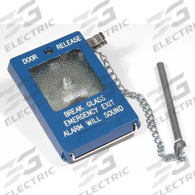 STORM INTERFACE Exit Push Button: 5 1/4 in Ht, 1 13/16 in Dp, 10 3/4 in Wd, Blue, Blue – Zinc - Push-to-Exit Buttons