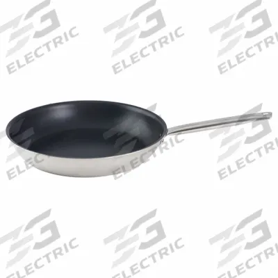 VULCANO Fry Pan: Non-Stick, 9 1/2 in Top Dia, Stainless Steel, Silver, Stainless Steel - Non-Stick Frying Pans