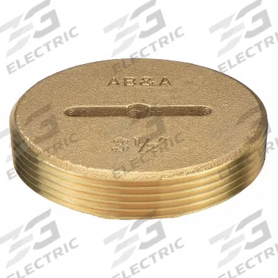 AB&A Cover: 3 1/2 in Overall Dia, 3 1/2 in Overall Ht, Brass, Brass, Brass - Cleanout Plugs
