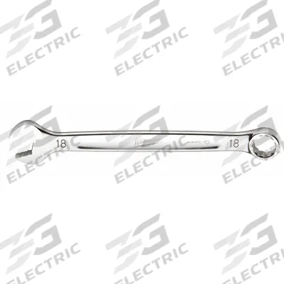 MILWAUKEE Combination Wrench: Chrome Vanadium Steel, Chrome, 18 mm Head Size - Metric 12-Point Combination Wrenches