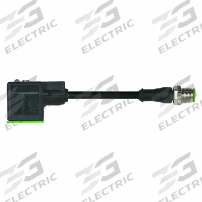 MURRELEKTRONIK Cordset: M12 Male Straight x DIN Form A, 10 m Cable Lg, PVC, Black, 3 Pins - DIN Form A Solenoid Connector x M12 Cordsets