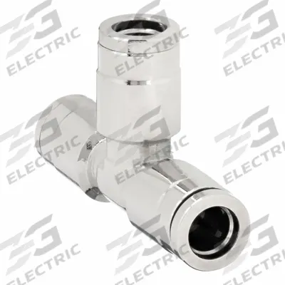 APPROVED VENDOR Push-Fit Tee Fitting: 1/4 in OD x 1/4 in OD x 1/4 in OD Size, Brass - Nickel-Plated Brass Tube Fittings
