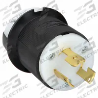 HUBBELL Locking Plug: Non-NEMA, Black/White, 250V AC, 30 A, 2 Pole, 3 Blade (MPN HBL3331GC). Key specifications — Brand: HUBBELL.
