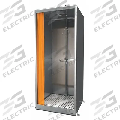 GUARDIAN EQUIPMENT Shower with Eyewash: Floor Mnt, No Bowl, Stainless Steel Pipe - Enclosed Floor-Mount Showers with Eyewash
