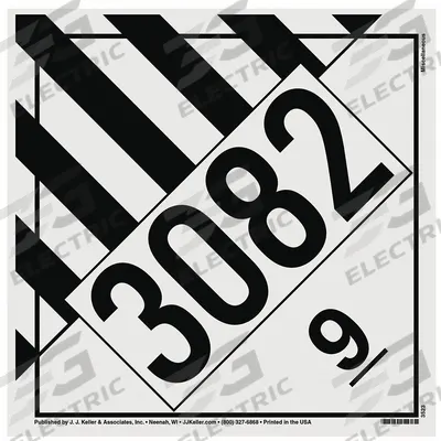 JJ KELLER Container Placard: Miscellaneous UN 3082, 10 3/4 in x 10 3/4 in - Class 9: Miscellaneous Hazardous Materials