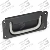 JW WINCO Recessed Folding Pull Handle: Unthreaded Holes, Stainless Steel, Black, Bridge, 0.39 in (MPN 425.8-120-NI-SW-B). Key specifications — Mounting Type: Unthreaded Holes; Brand: JW WINCO; Color: Black; Finish: Powder Coated; Material Family: Stainless Steel.