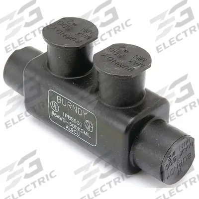 BURNDY Multitap Connector: 2 Port, In-Line Entry, 6 AWG – 500 kcmil Wire Size - Dry-Location In-Line Entry Multitap Connectors