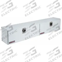 WEATHER GUARD Topside Truck Box: Topside Truck Box, Double Drop-Down Doors Lid, D-Handle, Steel (MPN 296-3-02). Key specifications — Brand: WEATHER GUARD; Color: White; Lock Type: Keyed.