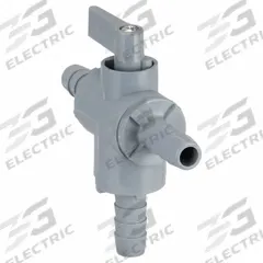 APPROVED VENDOR Manual Three-Way Ball Valve: 3/8 in, PVC, L Flow, Barb x Barb x Barb, One-Piece (MPN 6902990). Key specifications — Brand: APPROVED VENDOR; Handle: Lever.