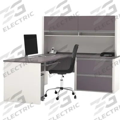 BESTAR L-Shaped Office Desk: Sandstone/Slate, 71 1/8 in Overall Wd - Connexion Series