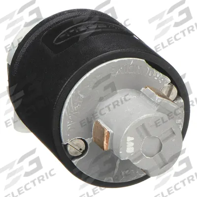 HUBBELL Locking Plug: Non-NEMA, Black/White, 125V AC, 20 A, 2 Pole - Hospital-Grade Plugs