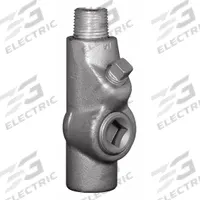 Sealing Fitting - Vertical and Horizontal: Aluminum, 1 1/2 in Trade Size, Male to Female (MPN EYM-150AL). Key specifications — Brand: APPLETON ELECTRIC; Finish: Powder Coated; Connection Type: Threaded; Thread Gender: Male to Female; Ends - Hazardous Fittings: 1-1/2 in FNPT x 1-1/2 in MNPT; Material: Aluminum; Hazardous Location Rating: Class III; Thread Type: NPT.