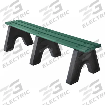 ULTRASITE Outdoor Bench: Sport, 72 in Overall Lg, 18 in Overall Ht, Green, Black - Vandal Resistant Resinwood Benches