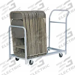 RAYMOND PRODUCTS Chair Cart: 300 lb, 51 in L x 22 in W x 43 1/2 in H, For 24 Chairs, Powder Coated (MPN 600). Key specifications — Frame Color: Gray; Brand: RAYMOND PRODUCTS; Caster/Wheel Configuration: (2) Rigid.