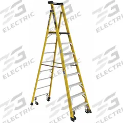 WERNER Podium Stepladder: 10 ft Ladder Size, Fiberglass, 375 lb Load Capacity, 54 lb Wt (MPN PD7308-4C). Key specifications — Brand: WERNER; Included Features: Casters.
