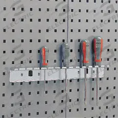 KENNEDY Screwdriver Holder: 3/4 in x 17 3/4 in x 1 1/2 in, 1 Hooks, 3/4 in Hook Dp, Locking Clip (MPN 99840). Key specifications — Mounting Type: Surface; Includes: Screwdriver Rack; Finish: Powder Coated; Color: Gray; Accessory Type: Toolholder; Locking System: Locking Clip; Material: Steel; For Tool Type: Screwdrivers.