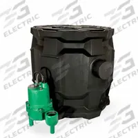 MYERS Sewer Ejector Pump System: 38.5 gal, 2/5 hp, 115V AC, 60 gpm Flow Rate @ 10' of Head, 4 in (MPN SB24SRM-01). Key specifications — Rated Voltage: 115V AC; Discharge Location: Top; Brand: MYERS; Switch: Piggyback Tether Float.