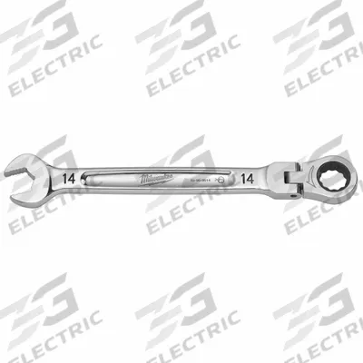 MILWAUKEE Combination Wrench: Chrome Vanadium Steel, Chrome, 14 mm Head Size - Metric 12-Point Ratcheting Combination Wrenches