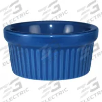 ITI Fluted Ramekin: 3 oz Capacity, Vitrified Stoneware, Blue, Microwaveable, Dishwasher Safe (MPN RAMF-3-LB). Key specifications — Microwaveable: Yes; Oven Safe: No; Brand: ITI; Material: Vitrified Stoneware; Color: Blue; NSF Certified: No; Dishwasher Safe: Yes.