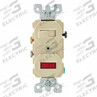 LEVITON Wall Switch: Toggle Switch, Single Pole, Maintained, Ivory, 120V AC, 15 A (MPN 5226-I). Key specifications — Illuminated: No.