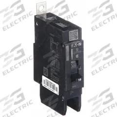 EATON Miniature Circuit Breaker: 15 A, 277V AC, Single Phase, 14kA at 277V AC, 1 Poles, Std (MPN GHB1015). Key specifications — attr195951: 15 A; attr195952: 277V AC; attr195953: Single; attr195954: 14kA at 277V AC; attr195958: Standard; attr195955: Eaton Powerline Panelboards; attr211136: EATON.