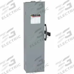 SQUARE D Safety Switch: Fusible, 100 A, Three Phase, 240V AC, Galvanized Steel, Indoor/Outdoor (MPN DT323RB). Key specifications — Brand: SQUARE D.