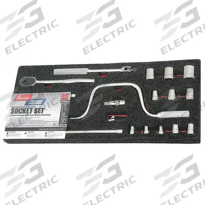 ABILITY ONE Socket Wrench Set: 3/8 in Drive, 18 Piece, 12-Point, SAE - SAE Socket Sets with Drive Tools
