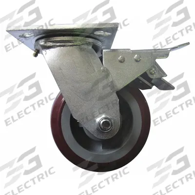 Dayton Swivel Caster with Brake: 6 1/2 in Overall Ht, 6 1/2 in H x 4 in W - Hand Truck Wheels, Bearings, Brakes & Axles