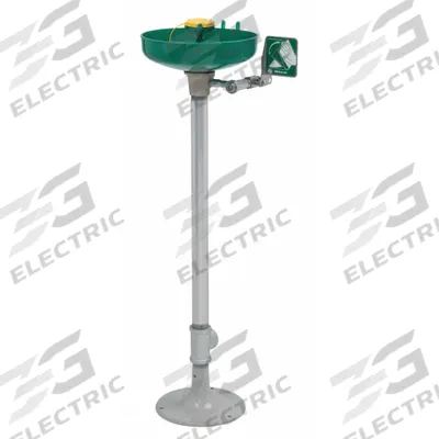 HAWS Plumbed Eyewash: Std, Floor Mnt, Eyes and Face Coverage, Covered, Plastic Bowl - Floor-Mount Eyewash Stations