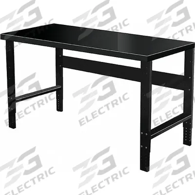 HALLOWELL Workbench: Adj Ht, 72 in x 30 in, Black, Stringer - Steel-Top Workbenches